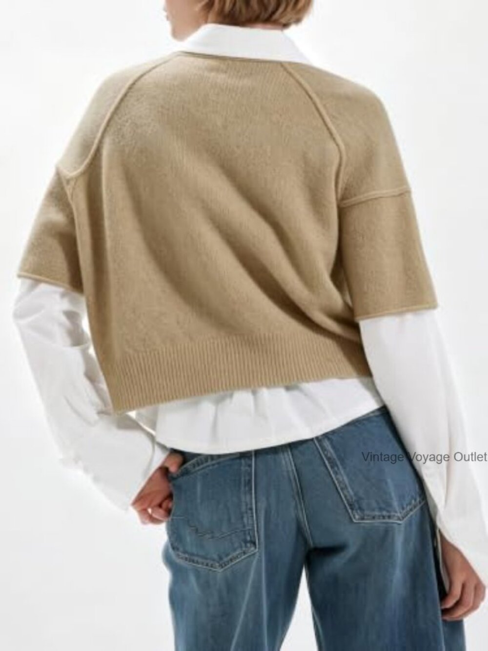 Short Sleeve Button Down Cardigan Sweater Loose Fit Crew Neck Lightweight Casual - Picture 3 of 6
